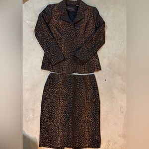 Dana Buchman Brown Leopard Print Skirt Set